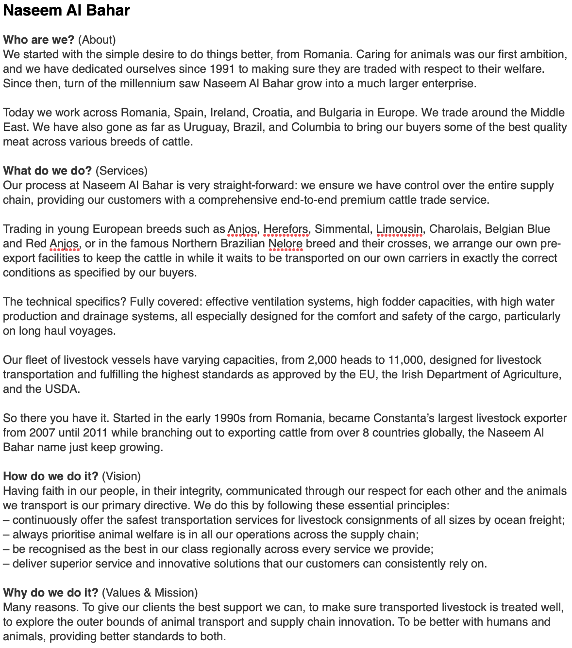 Naseem Al Bahar — Company Profile